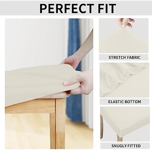 Easy-Going Waterproof Seat Covers for Dining Chairs Set of 4, Ivory