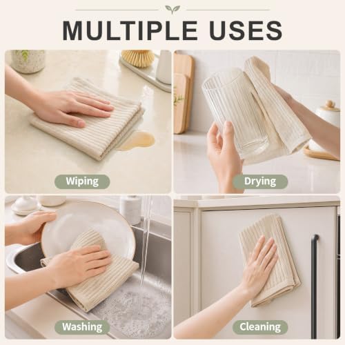 Homaxy 100% Cotton Kitchen Dish Cloths 6 Pack, 12"x12" Dish Rags