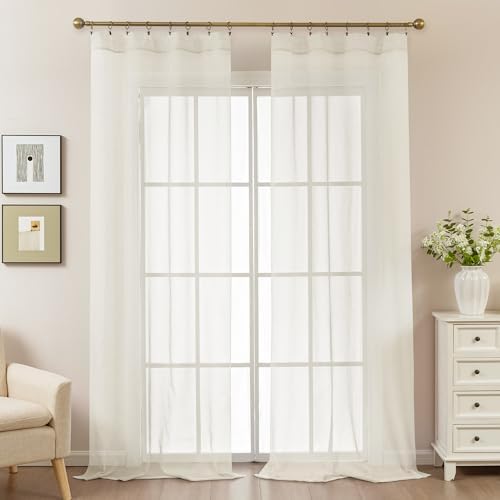 Ivory Sheer Curtains 96 Inches Long Rod Pocket