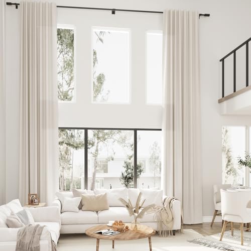 Guken Light Beige 192 Inch Linen Extra Long Curtains for High Living