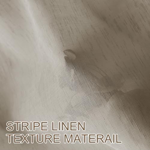 Fcosie Grommet Top Stripe Textured Sheer Drape 84 Inches Long for