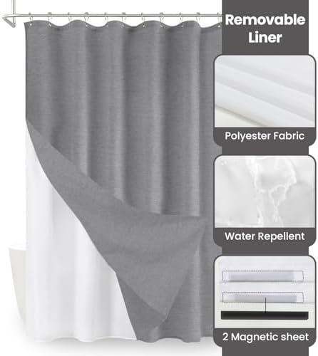 Inhousolu Boho Farmhouse Shower Curtain with Fabric Liner Set, Luxury