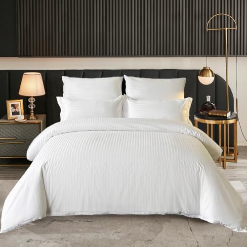 Hotel Collection Duvet Cover King Size 3 Pcs White Cotton Satin Pin
