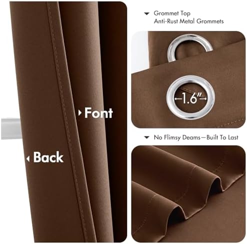 MIULEE Blackout Curtains for Bedroom 2 Panels 40 x 96 Inch Cappuccino