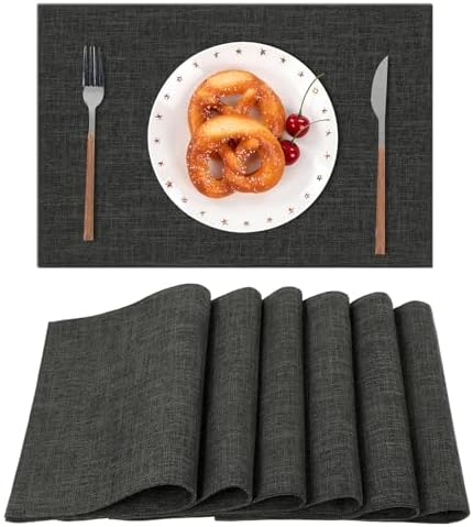SHACOS Washable Woven Fabric Placemats Set of 6 Heat Resistant Place