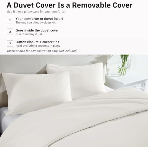 California Design Den Luxury Twin XL Duvet Cover Set, Ivory