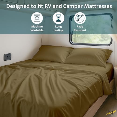 Shreem Linen RV Short Queen Sheets 60x75, 100% Egyptian Cotton 4-Piece