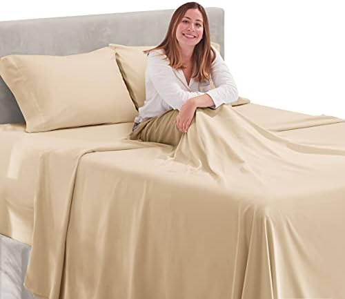 Hearth & Harbor Extra Deep Pocket Twin Sheet Set, Beige Cream