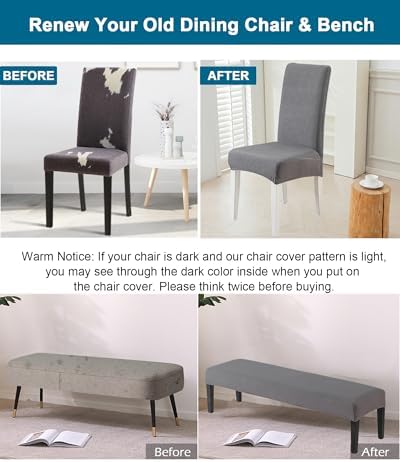 CRFATOP Dining Room Chair Slipcovers Set of 4 with Bench Chair