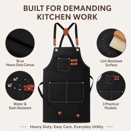 Toyvian Unisex Chef Apron with Pockets, Water & Oil Resistant for