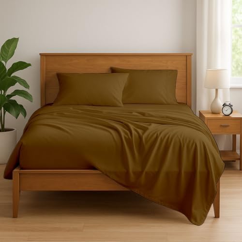 KRISHNA Premium 4 Piece Egyptian Cotton Full XL Sheet Set, Soft