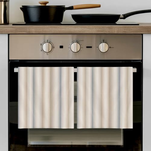 Brown Gray Striped Kitchen Towels Set of 3, Water Absorbent Dish