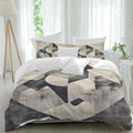 Duvet Cover Set Full Grey Color Block Abstract Geometric 3 Piece