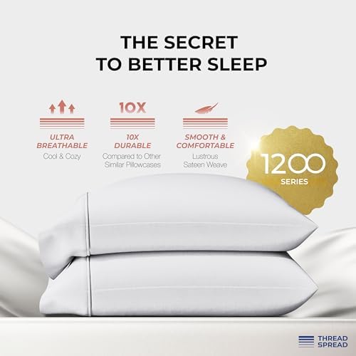 Thread Spread Egyptian Cotton Pillow Cases Queen Size Set of 4