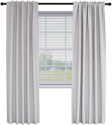 Fcosie Blackout Curtains 63 inches Long 2-in-1 Hanging Style Curtain