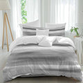 3 Piece Grey Ombre Duvet Cover Set Queen Size, Microfiber