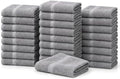 24 Pack Gray Cotton Washcloths, 12 x 12 Inch, Absorbent, Quick Dry