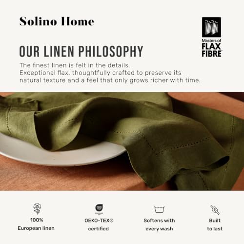 Solino Home 100% Linen Ivory Table Runner 108 Inches Long, 16 x 108 in