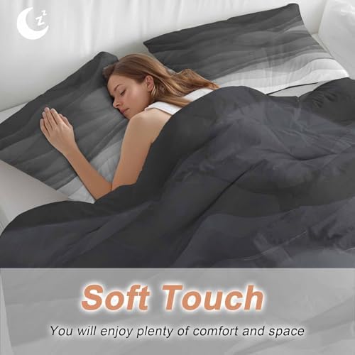 Gray Ombre Bedding Queen Duvet Cover Set, 3 Piece Microfiber Soft