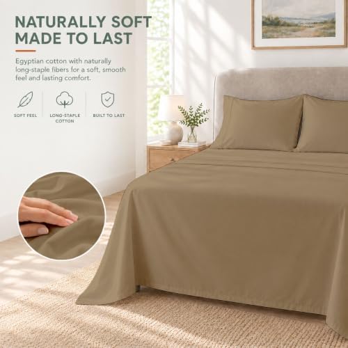 Full Sheet Set, 4-Piece 16" Deep Pocket, Egyptian Cotton, Taupe