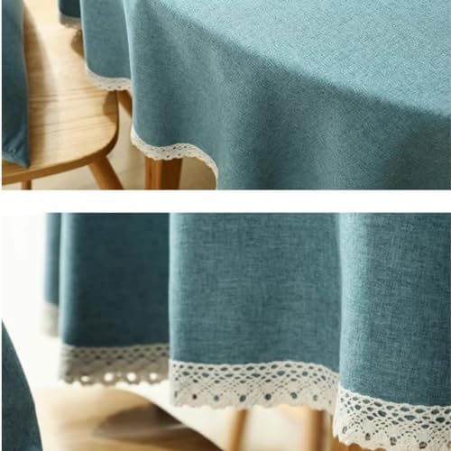 Linen Round Tablecloth Modern Style Solid Color Dust-Proof Table Cover