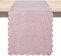 Pink Cotton Table Runner 13 x 90 in Long Farmhouse Scallop Style