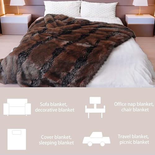 inchgrass Fox Faux Fur Blanket Luxury Fur Throw Blanket Sofa Fluffy