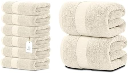 White Classic 6 Luxury Ivory Hand Towels 16 x 30 and 2 Luxury Ivory