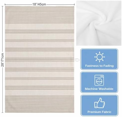 Beige Stripes Kitchen Towels Set of 3, Water Absorbent Dish Towel