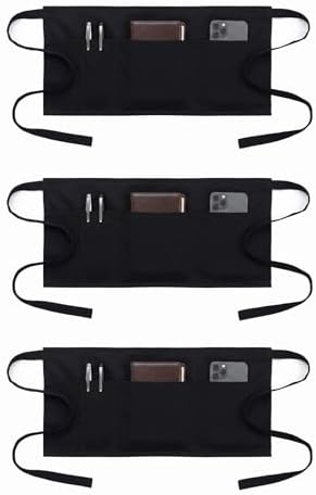 PurpleEssences Waist Aprons, 3 Pockets, Durable, 23.5x11.5 Inch