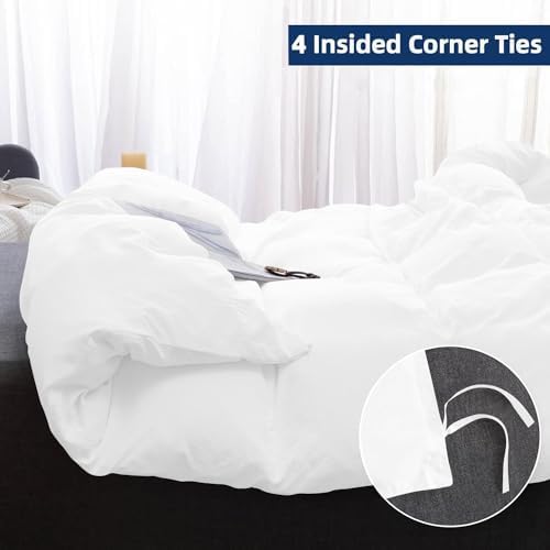 1 Piece Button Closure Duvet Cover Set with White Buttons, Soft & Easy