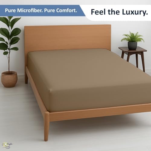 1 Piece Queen Fitted Sheet, Soft Brushed Microfiber, Taupe