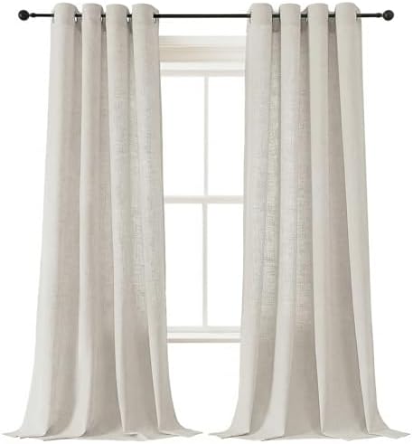 H.VERSAILTEX Extra Long Linen Curtains 108 Inch for Living Room, Pale