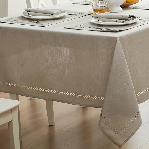 Newbridge Holiday Provence Lattice Taupe 52 x 70 Rectangle Tablecloth