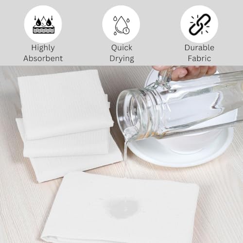 Waffle Kitchen Towels, White, 16x26 in, Set of 6
