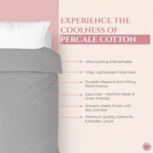 Full Flat Sheet Only, 100% Percale Cotton Sheets, Silver Grey