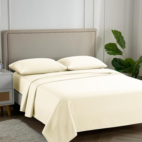 Carressa Linen 600 Series Full Size Sheets Set, 16" Deep Pocket, Ivory