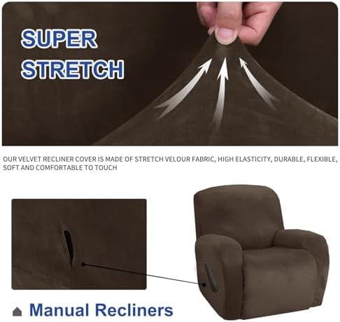 MAXIJIN 4-Piece Recliner Chair Covers, Dark Coffee