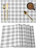 Gray Plaid Placemats Set of 8 Gray Gradient 13x19 Inch Washable Non