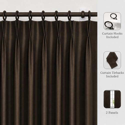 Room Darkening Thermal Insulated Double Pinch Pleated Blackout Curtain