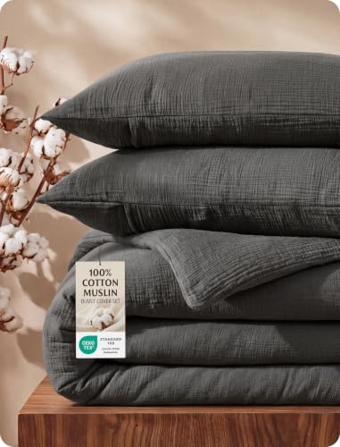 Bedsure PureWoven 100% Cotton Muslin Duvet Cover Queen Gauze Bedding