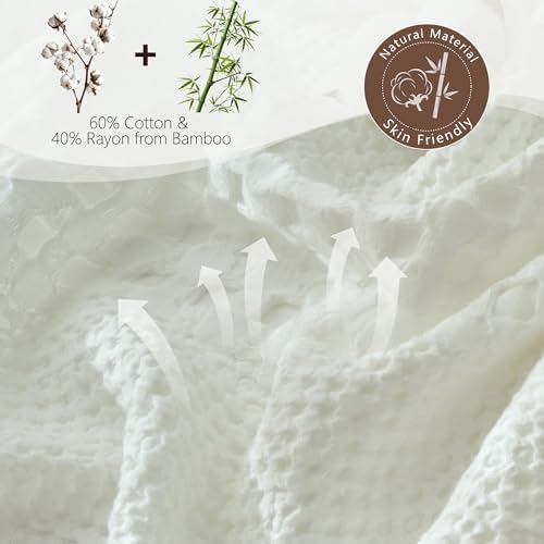 Cooling Waffle Blanket King Size, Cotton Bed Throw for Summer