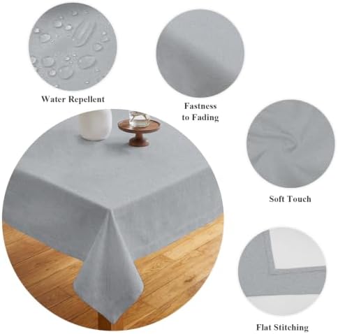 Gray Solid Color Tablecloths for Rectangle 60 x 120 Inch Table Cover