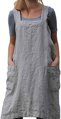 TBA Cotton Linen Apron Cross Back Apron for Women with Big Pockets