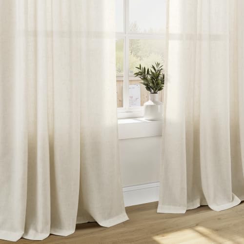 Naturoom Linen Curtains 84 Inch Long for Living Room Birch Beige 2