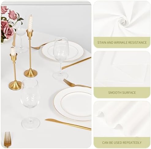Pesonlook 10 Pack Ivory Round Tablecloths 90 Inch, Polyester Round
