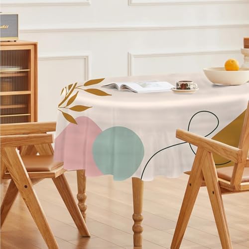 Botanical Print Oval Table Cloth, Waterproof Duty Vinyl Plaid