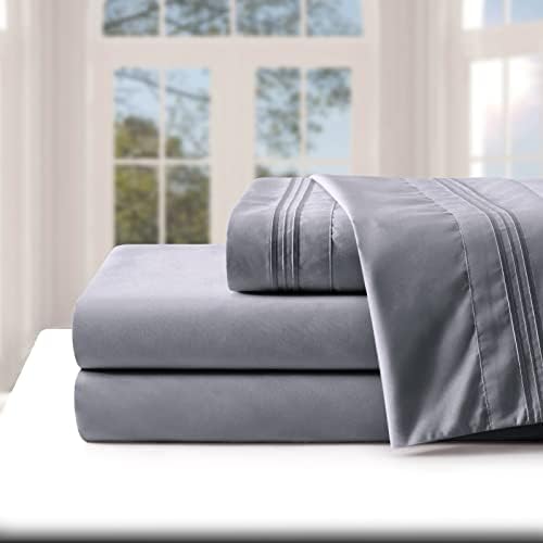 Manyshofu Extra Deep Pocket Twin Sheets, Grey Microfiber, 3 Piece