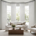 Off White Pinch Pleated Natural Linen Sheer Living Room Curtains