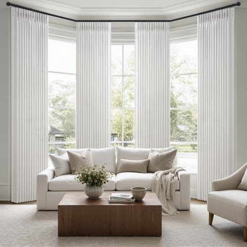 Off White Pinch Pleated Natural Linen Sheer Living Room Curtains